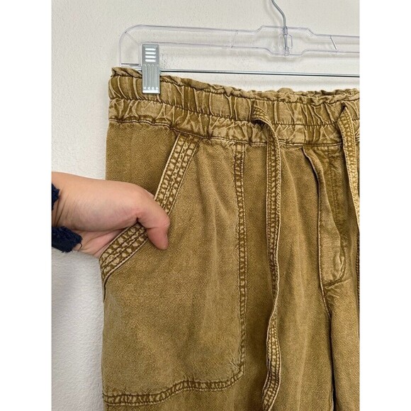 Anthropologie Rhys Utility Jogger Drawstring Moss Green Linen Women's Medium - Picture 3 of 8